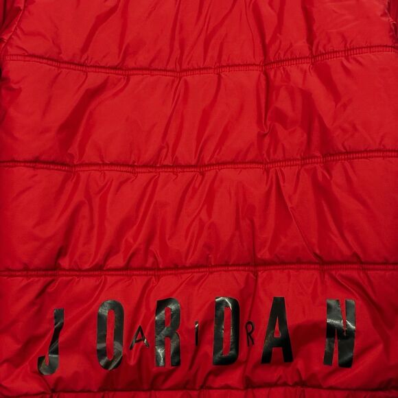 Nike Jordan Puffer Jacket Youth XL (18-20) Red Black Jumpman Hooded Winter Coat - Picture 7 of 7